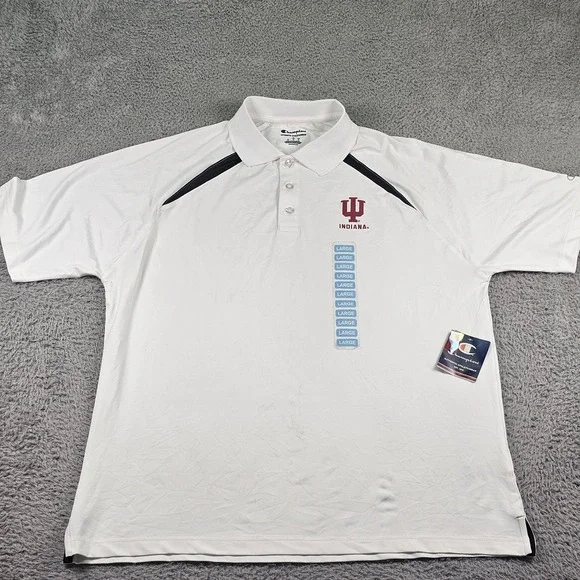 Indiana Hoosiers Shirt Mens Large White NCAA Basketball Polo Stretch Champion - Picture 2 of 14